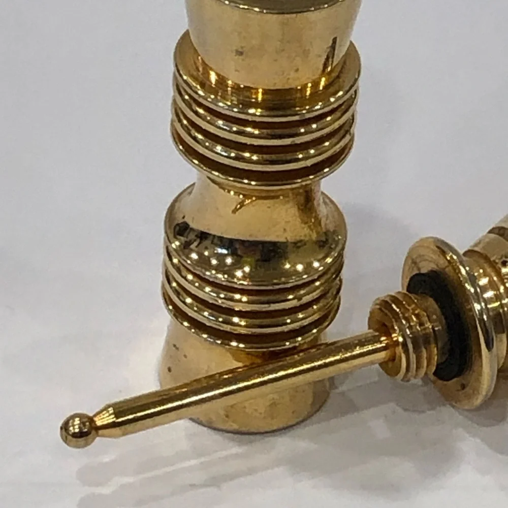 Vintage Gold Tone Brass Cylindrical Shape Portable Purse Travel  Perfume Vial - Picture 7 of 13